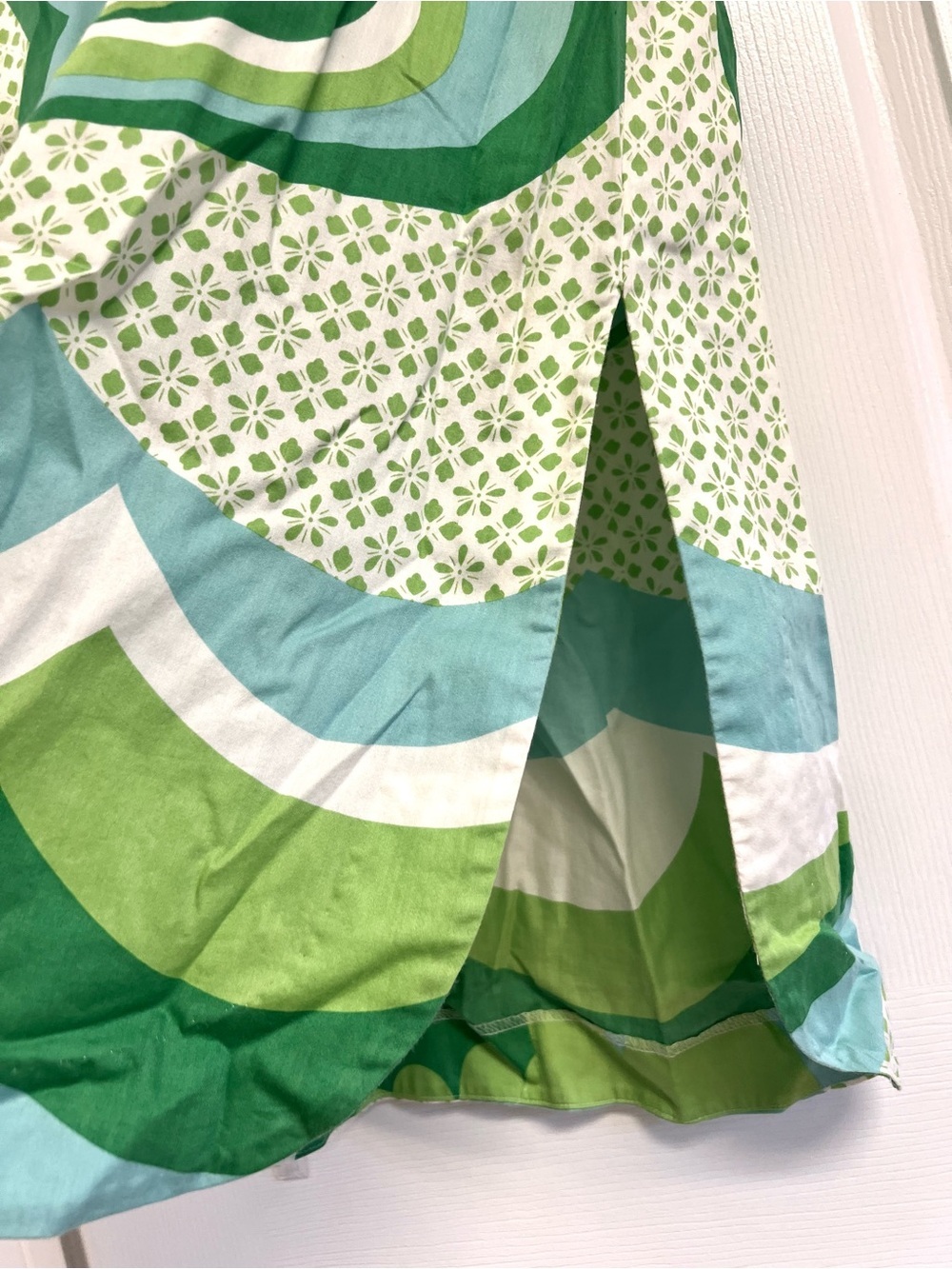 Trina Turk 6 Retro Mod Floral Cotton Midi Skirt Green Blue Made in USA cottage - Picture 3 of 10